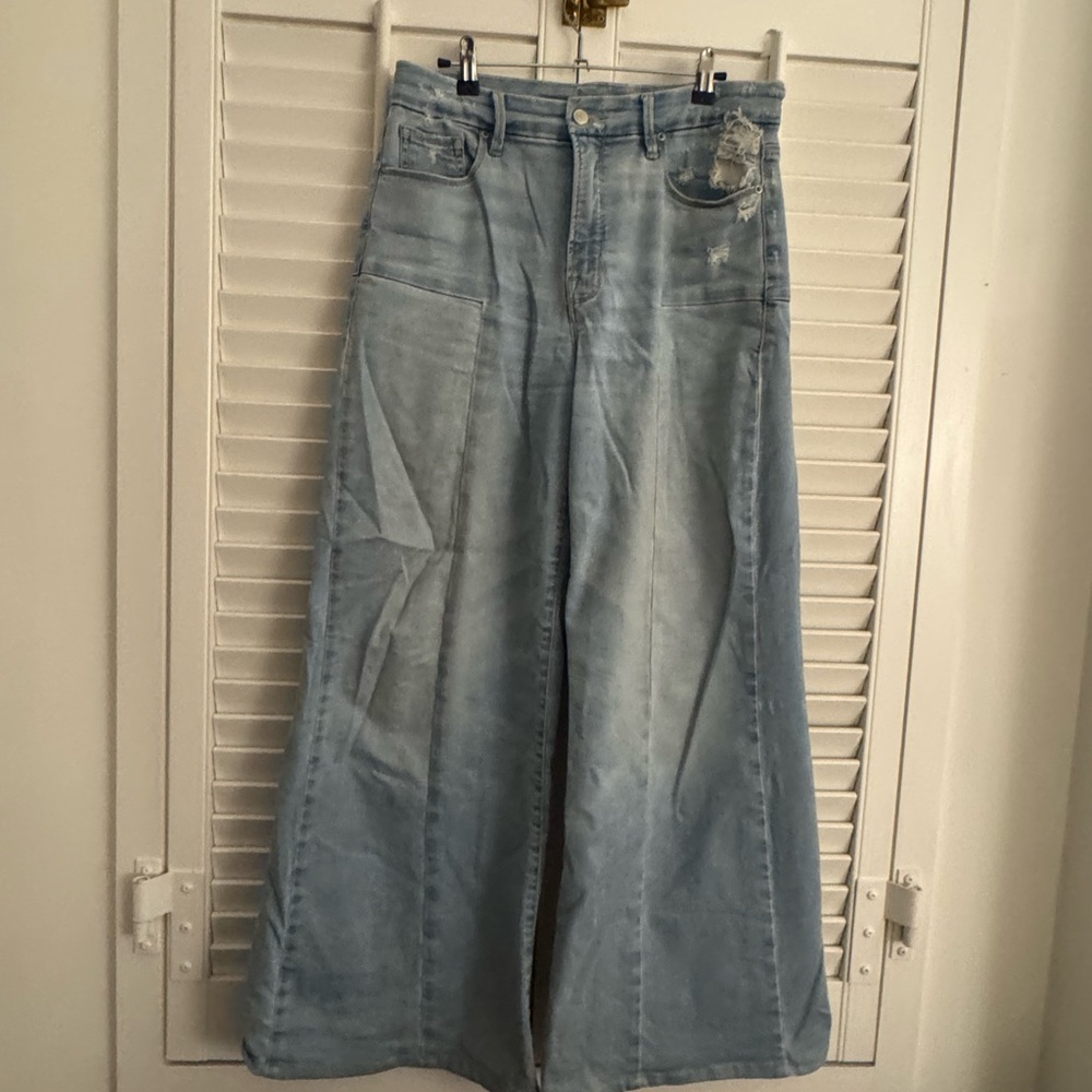 Good American Women's Light Blue Wide-Leg Jeans